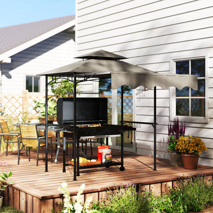 Outsunny Tonnelle De Barbecue 8' X 5', Tonnelle De Barbecue, Gris Clair
