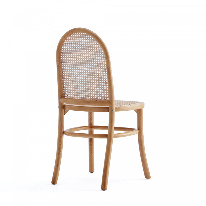 Chaise de salle a manger Paragon Industry Chic avec dossier en cannage et assise rembourree en bois, coloris flocon d’avoine - Lot de 4