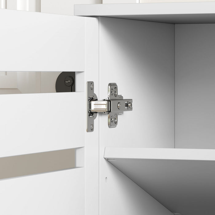 HOMCOM Armoire a chaussures pour entree avec 3 portes a lattes, blanc