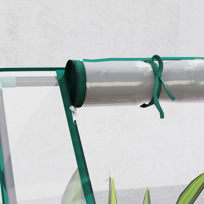 Outsunny Lit De Jardin Sureleve 6' X 3' Avec Serre, Transparent Et Argente