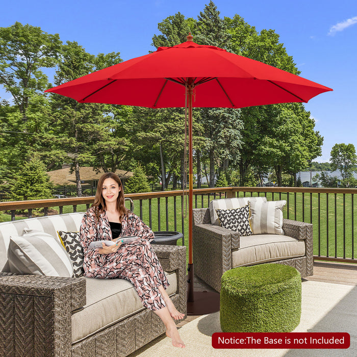 Costway Parasol de marche a poulie en corde 9,5FT avec baleines en fibre de verre Rouge