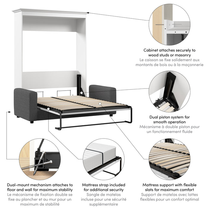 Lit double escamotable Versatile de Bestar avec sofa (73 po [L]) - blanc