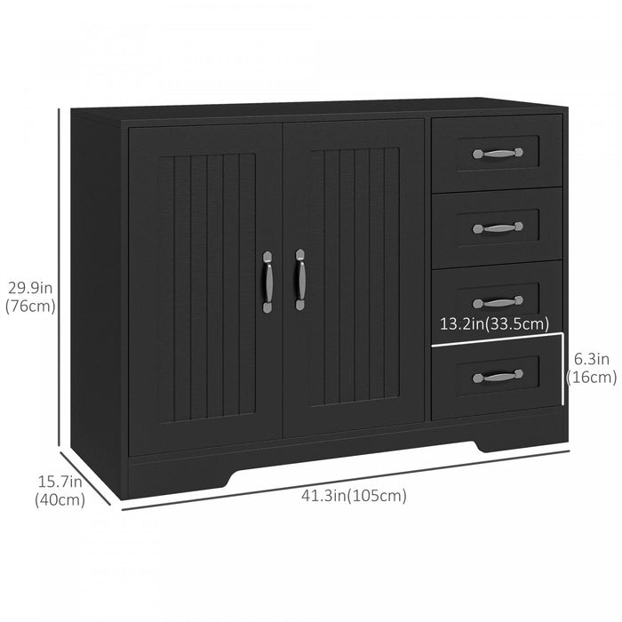HOMCOM Buffet, Meuble de Rangement avec Placard 2 Portes et 4 Tiroirs