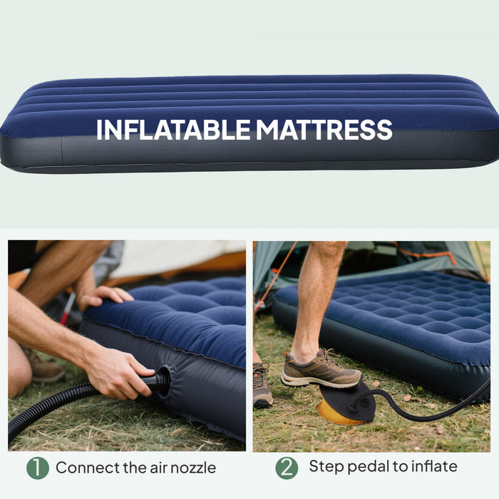 Tente-lit de camping 4-en-1 Outsunny, lit sureleve pour 1 personne avec matelas gonflable, sac de couchage et oreiller