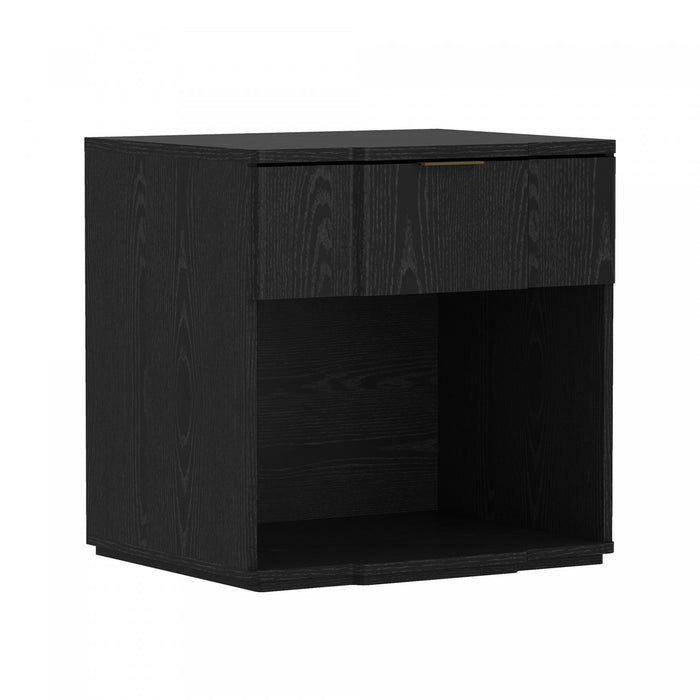 Table de nuit Clive style milieu du siecle moderne 56 cm en noir (1 tiroir)