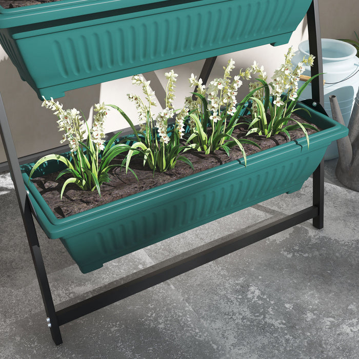 Outsunny Lit De Jardin Sureleve Vertical De 4 Niveaux Avec 4 Boites De Jardiniere, Support De Plante Exterieur Cultivent Le Conteneur Avec Des Trous Qui Fuient Pour Patio De Balcon Exterieur, Vert