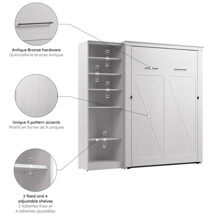 Lit double escamotable Key West de Bestar de 88 po (L) avec organisateur de garde-robe - blanc chêne solide