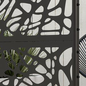 Outsunny Metal Privacy Screen W/ Vis D'expansion Diviseur Exterieur, Lignes