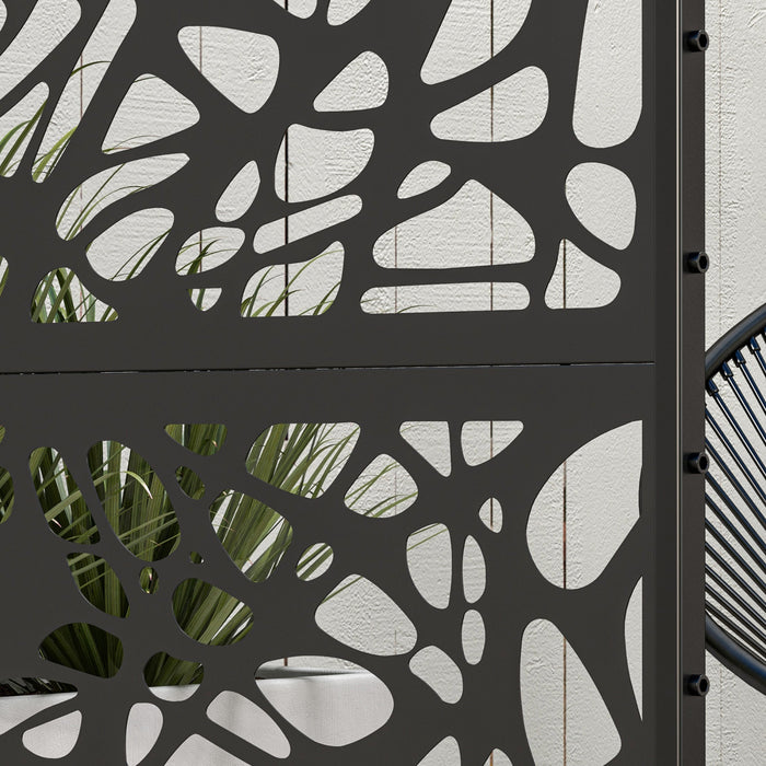 Outsunny Metal Privacy Screen W/ Vis D'expansion Diviseur Exterieur, Lignes