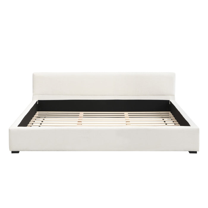 Charlotte Lit elegant avec revetement a bord large, Taille King, Beige