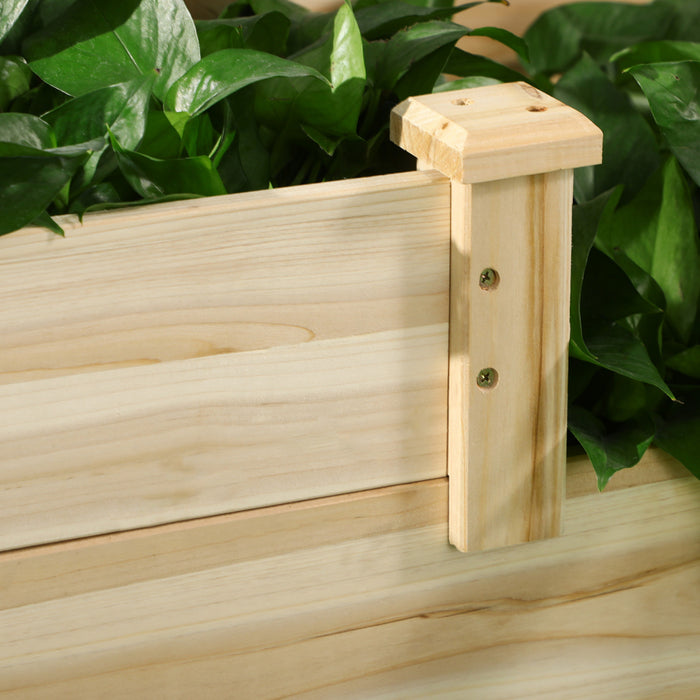 Outsunny Lit De Jardin Sureleve A 3 Niveaux, Kit De Jardiniere Surelevee En Bois Pour La Culture De Legumes, D'herbes, De Fleurs, 42,5\"x 34,6\" X14,2\", Naturel