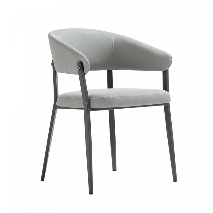 Chaise de salle a manger moderne en metal et tissu Belle, gris pierre - Lot de 2