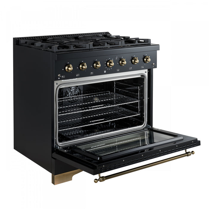 Cuisiniere a double combustible Antico 36 po , noire, 4,5 pi³ - FFSGS6113-36BLK