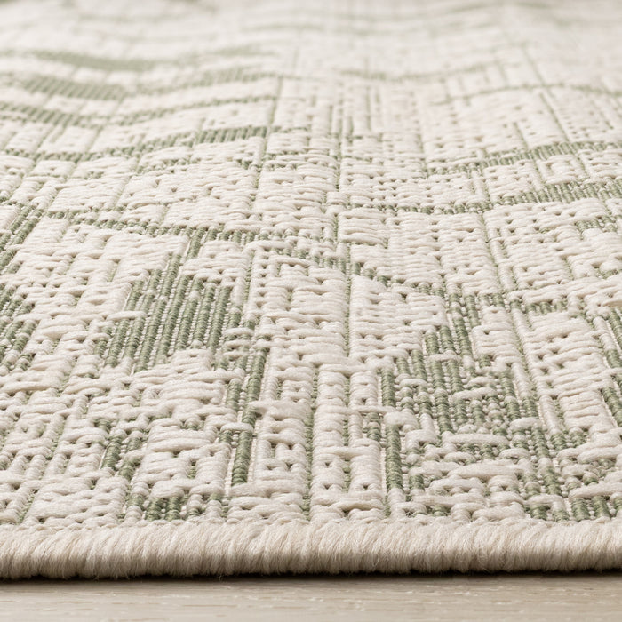 Tapis d'exterieur Jackson Taupe Blanc a bordure elegante, 5'3\" x 7'7\"