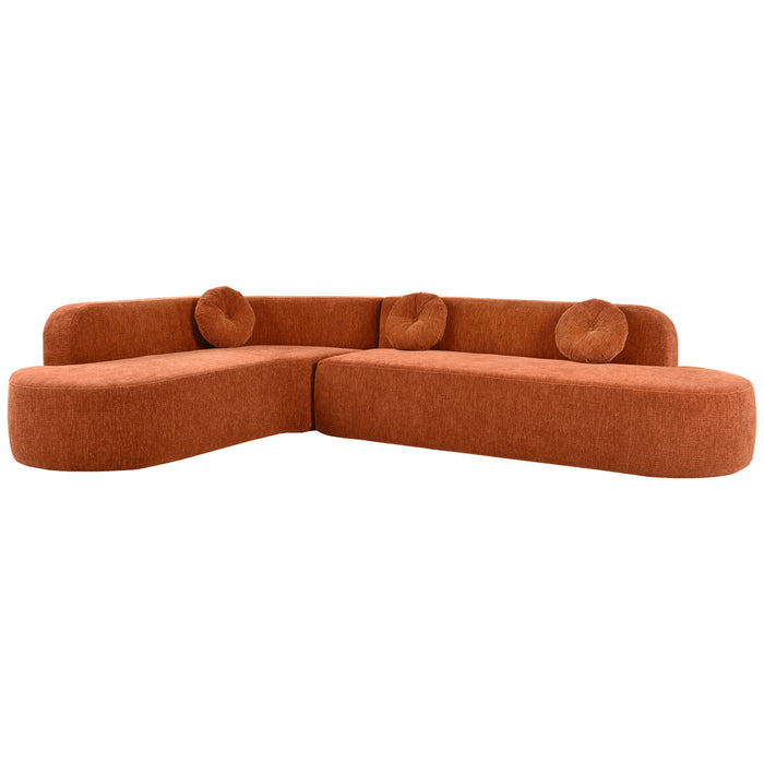 Vista Canape Sectionnel Extra-Large 122 po a Design Courbe et Mousse Haute Resilience, Orange