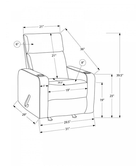 Petit Fauteuil Inclinable Rembourre, Fauteuil Bercant Manuel, Tissu Gris Fonce