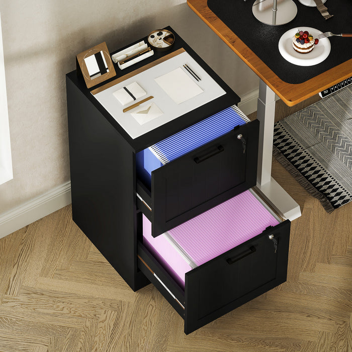 HOMCOM Classeur a 2 tiroirs avec serrure pour lettre A4, Noir