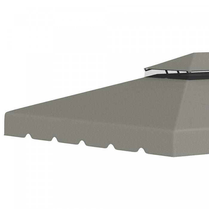 Outsunny 12.8' X 9.5' Toit De Rechange Pour Tonnelle, Couverture Superieure Pour Tonnelle Avec Double Toit Ventile Pour Terrasse De Jardin Exterieur (toit Uniquement), Gris