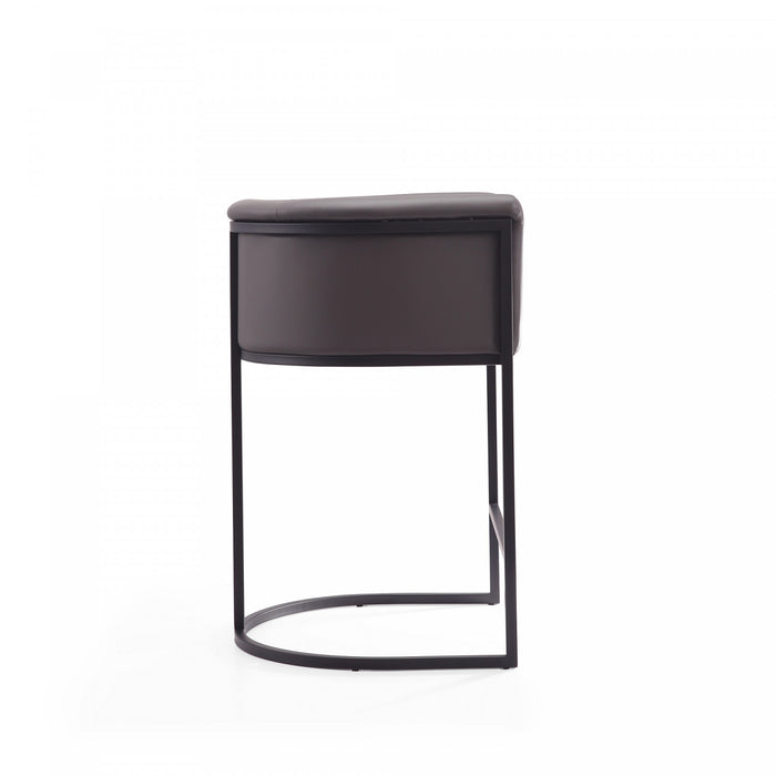 Tabouret de comptoir moderne du milieu du siecle Cosmopolitan en metal et tissu, graphite – Lot de 3
