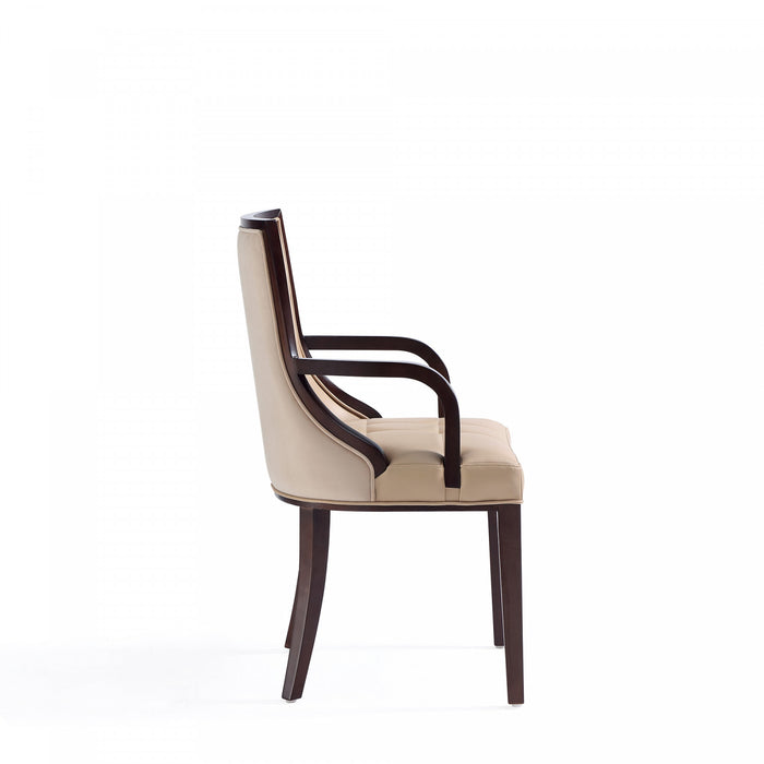 Chaise de salle a manger traditionnelle en bois avec assise rembourree Fifth Avenue, couleur beige - Lot de 2