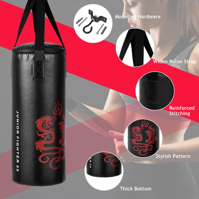 Sac De Sable 10 Kg Suspendus Pour Enfants Formation Avec Gants De Boxe Et Corde A Sauter Professionnelle，ensemble Complet De Boxe Pour Kick Boxing, Thai Boxe, Taekwondo,25x25x60cm