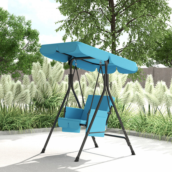 Outsunny Balancoire De Patio 1 Place Avec Auvent Reglable Et Coussins