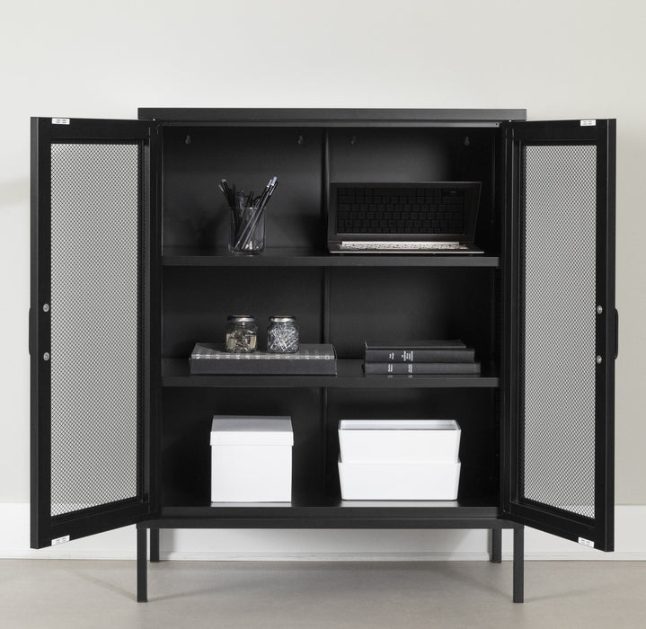 Armoire décorative Crea à 2 portes grillagées en métal - noire