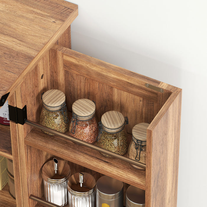 HOMCOM Armoire de cuisine avec etageres reglables, marron