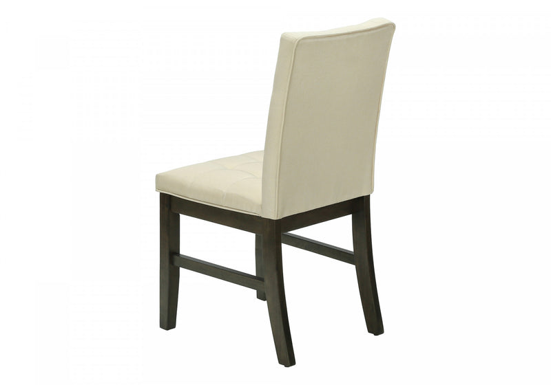Ensemble de 2 chaises de salle à manger de style transitionnel avec tissu crème et bois massif gris pour la cuisine et la salle à manger