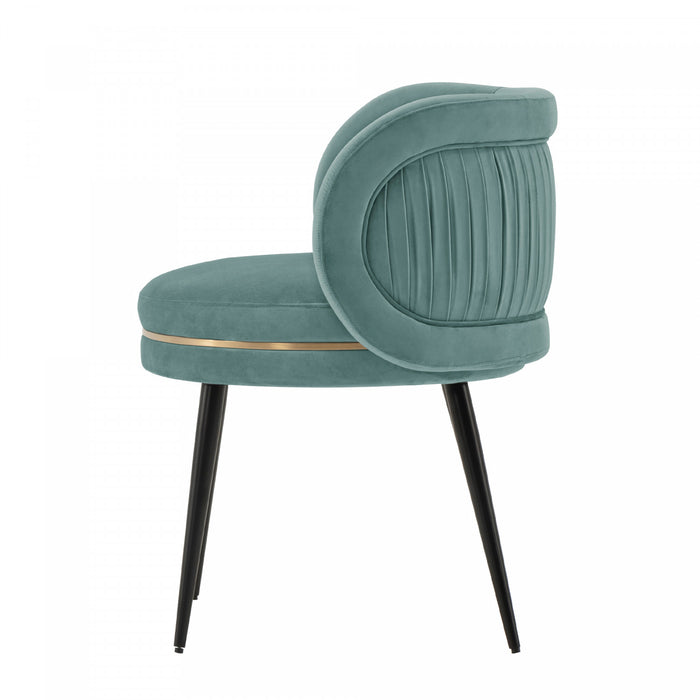 Chaise de salle a manger Kaya en bois moderne et velours vert menthe - Lot de 2