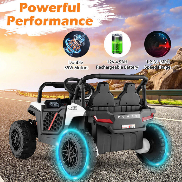 Costway 12v Kids Ride Sur Camion Avec Telecommande Parentale 3 Vitesses Et Fonction Avant Inverse Blanc