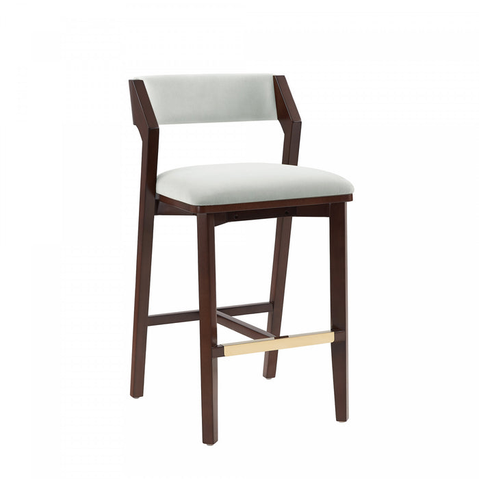 Tabouret de bar moderne en bois Patricia avec revetement en Glacier blanc - Lot de 3