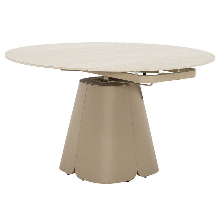 Ensemble de table de salle a manger ronde extensible Solene 5 pieces (32 a 52 po) avec chaises rembourrees (4 places)