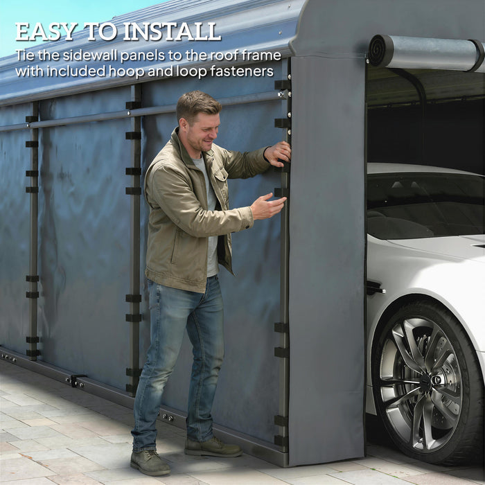 Outsunny Parois laterales de remplacement pour abri voiture 12' x 20', gris fonce