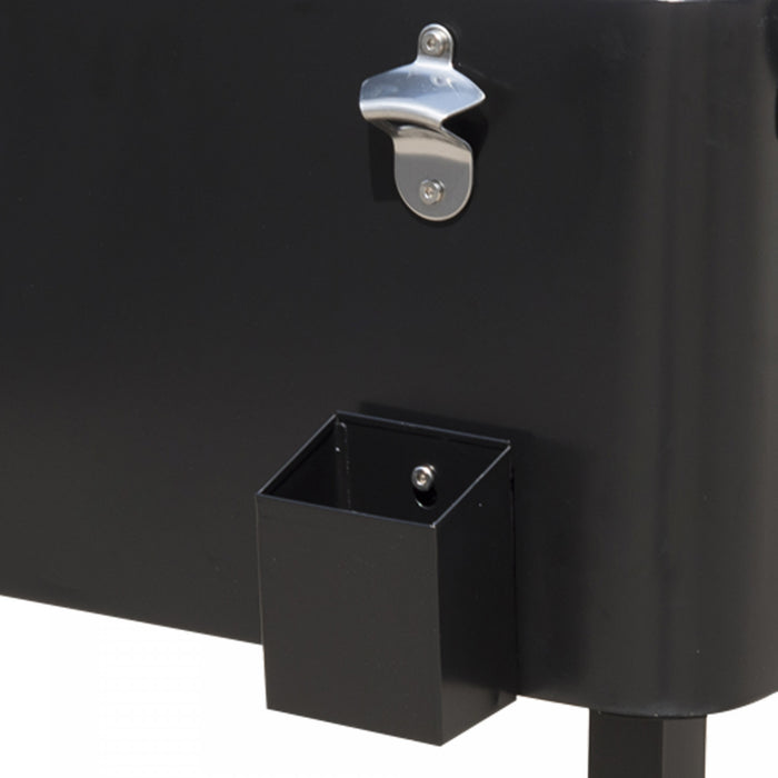 Outsunny 80 litres, chariot refrigerant a roulettes, portable, pour terrasse, biere glacee, boissons
