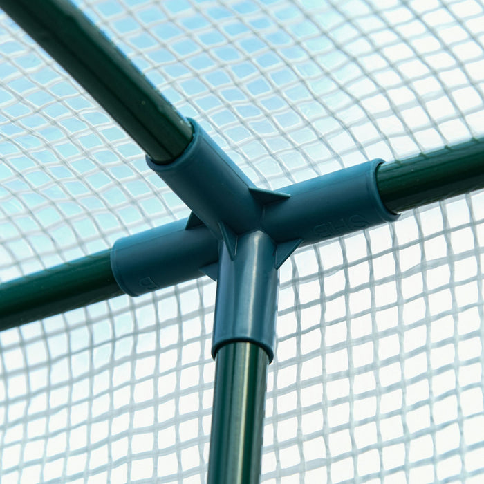 Outsunny 7' X 4' X 7' Serre De Jardin Adossee Porte Zippee Enroulable Couverture Pe Resistante Aux Uv Et Design Compact Acier Blanc