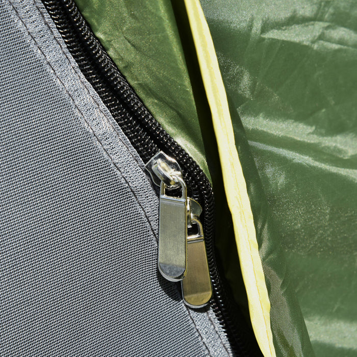 Tente De Camping Outsunny, Tente Familiale Pour 3 Personnes Avec Sac De Transport, Vert Fonce