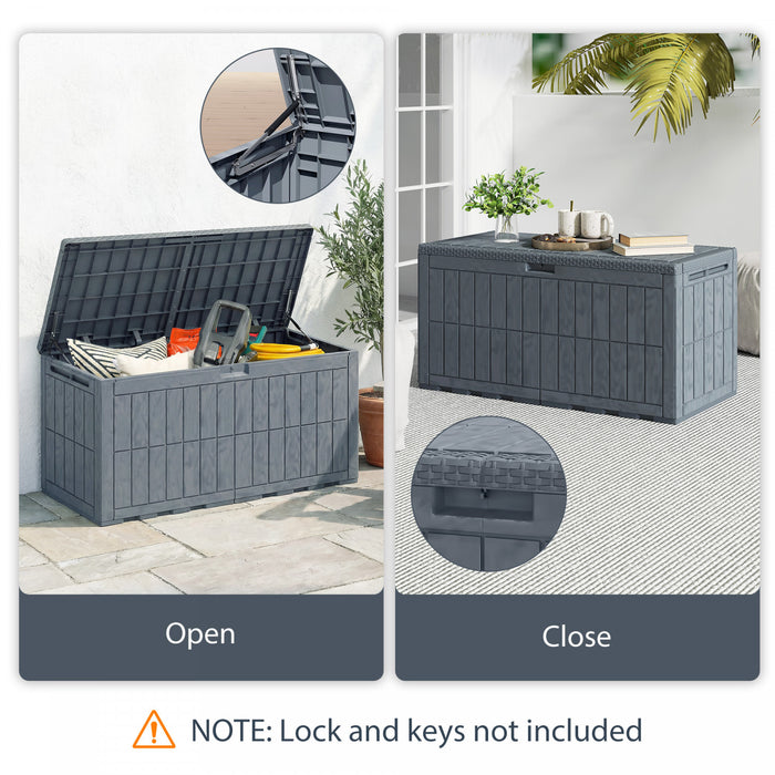 Outsunny Coffre de rangement en resine de 378 litres, coffre exterieur verrouillable