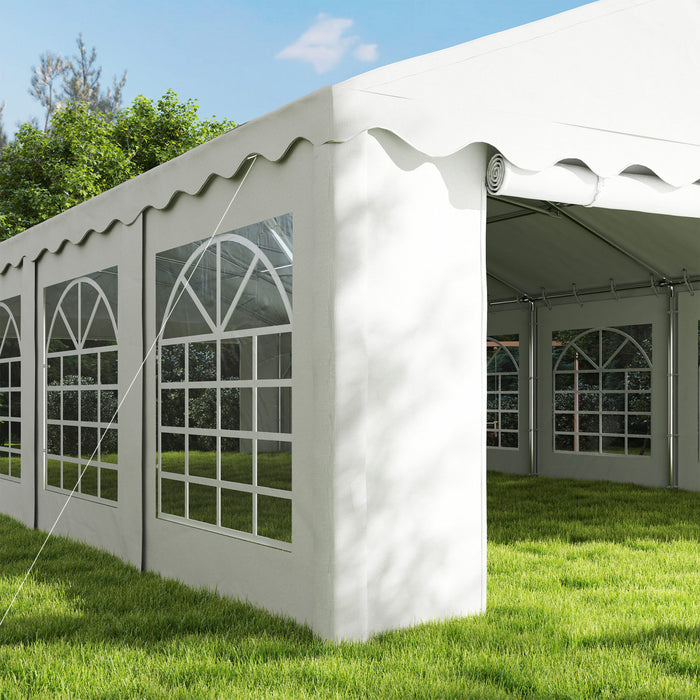 Outsunny Grande Tente De Reception 20' X 40' Avec Fenetre Amovibles, Blanc