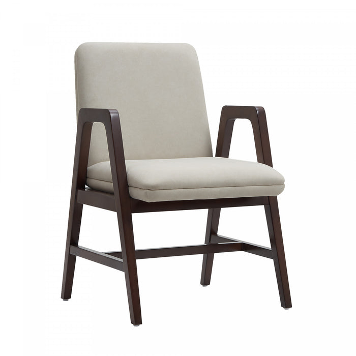 Fauteuil moderne Stella en velours avec accoudoirs en bois, coloris champagne - Lot de 2