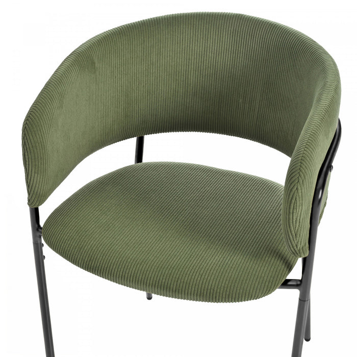 Ethan Ensemble de 6 chaises d’appoint modernes avec assise en velours cotele, pieds inclines et pieds reglables, vert