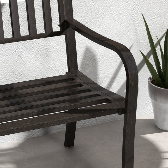 Outsunny 50\" Banc De Jardin En Acier, Chaise De Parc En Metal Pour Jardin