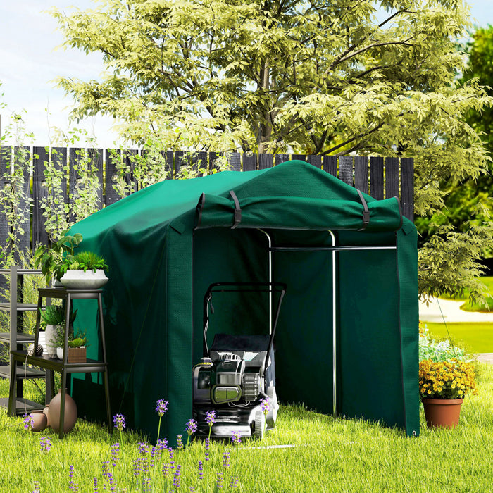 Outsunny Abri Exterieur, Tente De Moto Avec Porte Enroulable, Vert Fonce