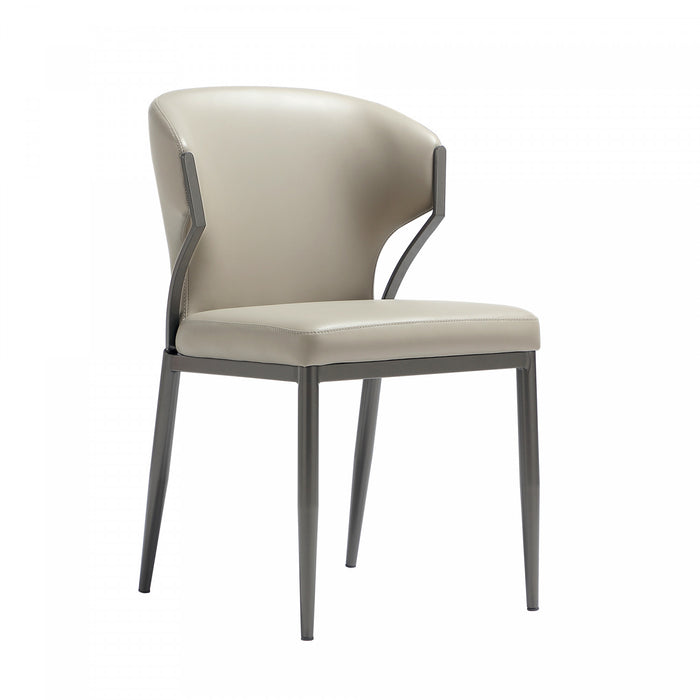 Chaise de salle a manger moderne en metal et cuir vegetalien Kirsten, gris clair - Lot de 2