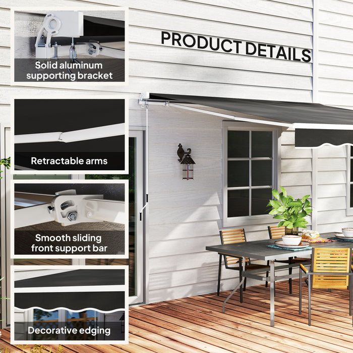 Outsunny Store Retractable 8' x 7', Abri de Terrasse, Pare-Soleil, Noir