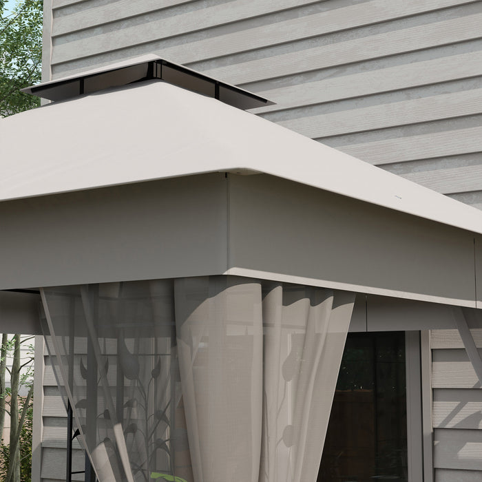 Outsunny Gazebo De Terrasse 10'x10', Auvent De Gazebo Exterieur, Gris Clair