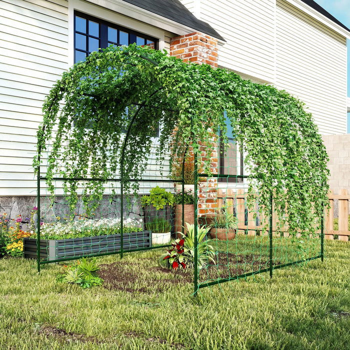 Outsunny Treillis en Arc de Jardin, Treillis pour Concombres de 2,16 m de Haut avec Filet