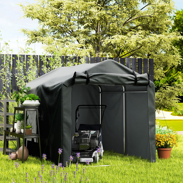 Outsunny Abri Exterieur, Tente De Moto Avec Porte Enroulable, Gris Fonce
