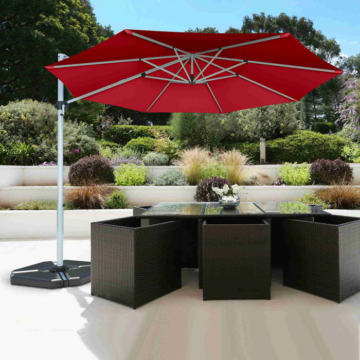 Costway Parasol deporte pour patio de 11 pieds, rotation a 360 degres, inclinaison en aluminium, rouge