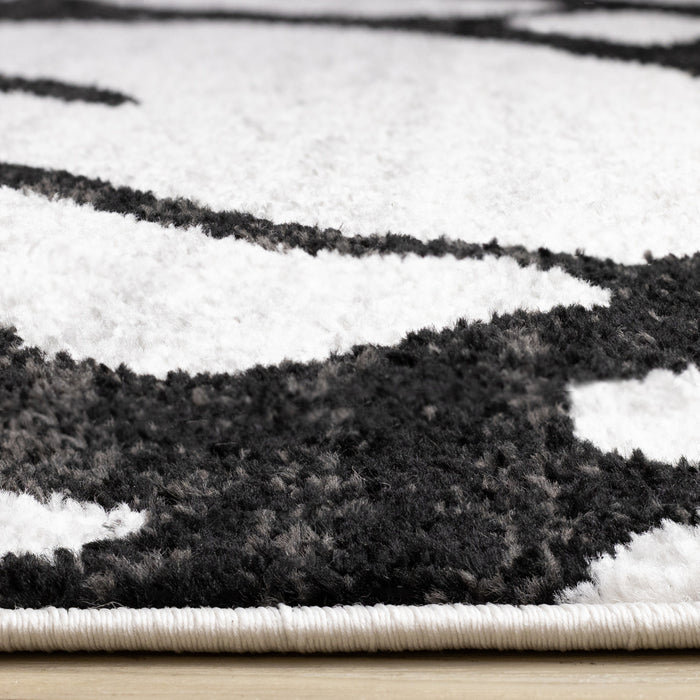 Tapis Emmett gris et noir avec motif tourbillon, 5'3\" x 7'7\"